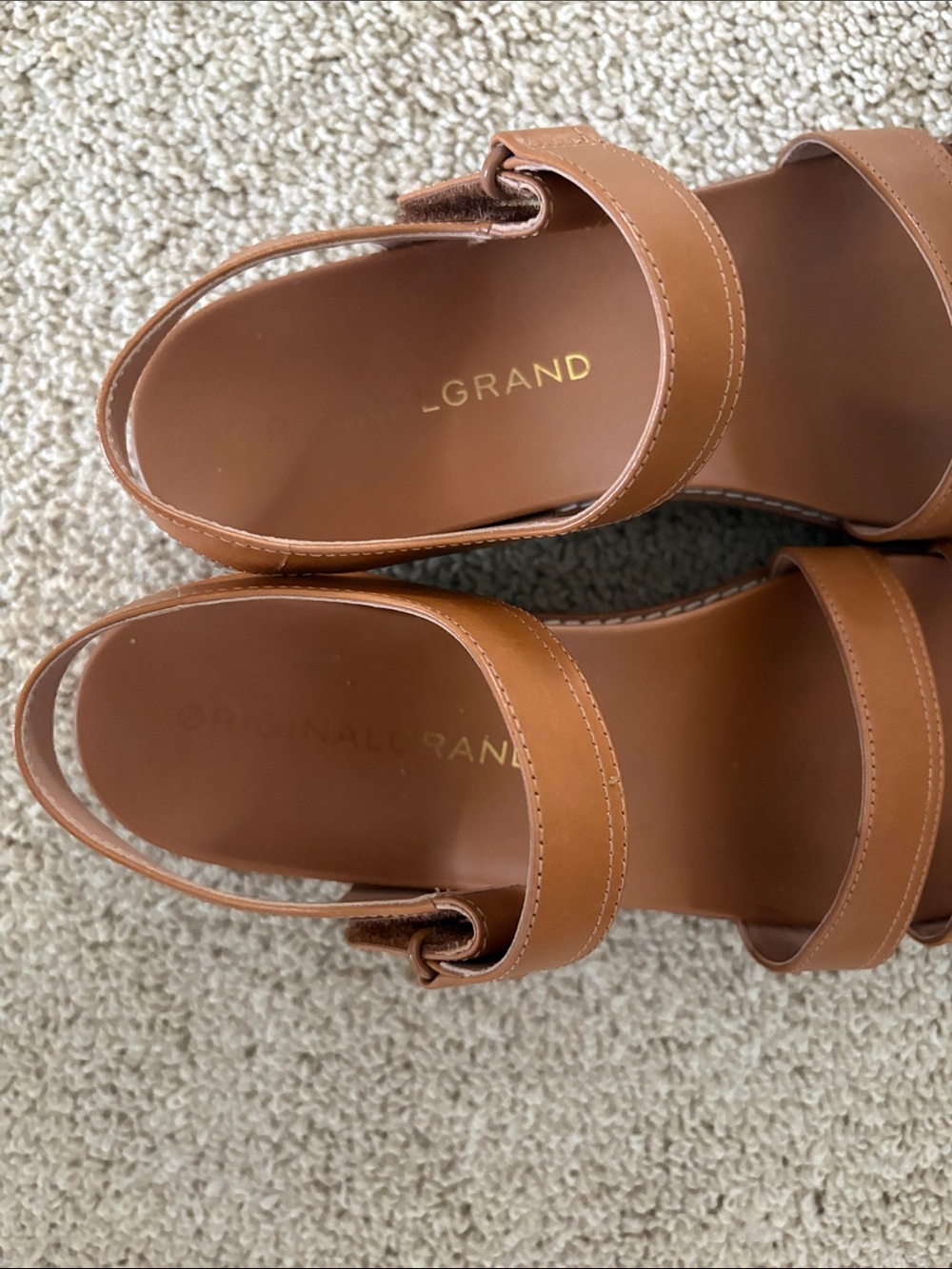 Cole Haan Cognac Triple-Strap Slingback Sandals - Picture 2 of 3